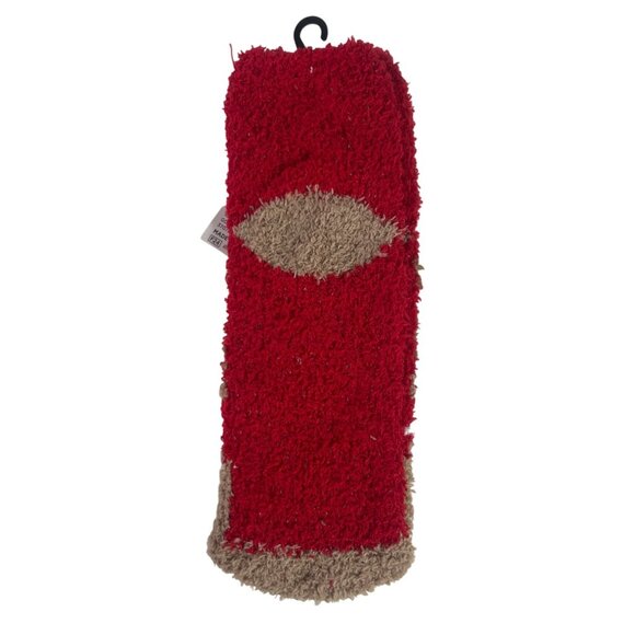 Holiday Style Cozy Socks Reindeer Pattern Womens Size 4-10 Red New - Picture 2 of 4